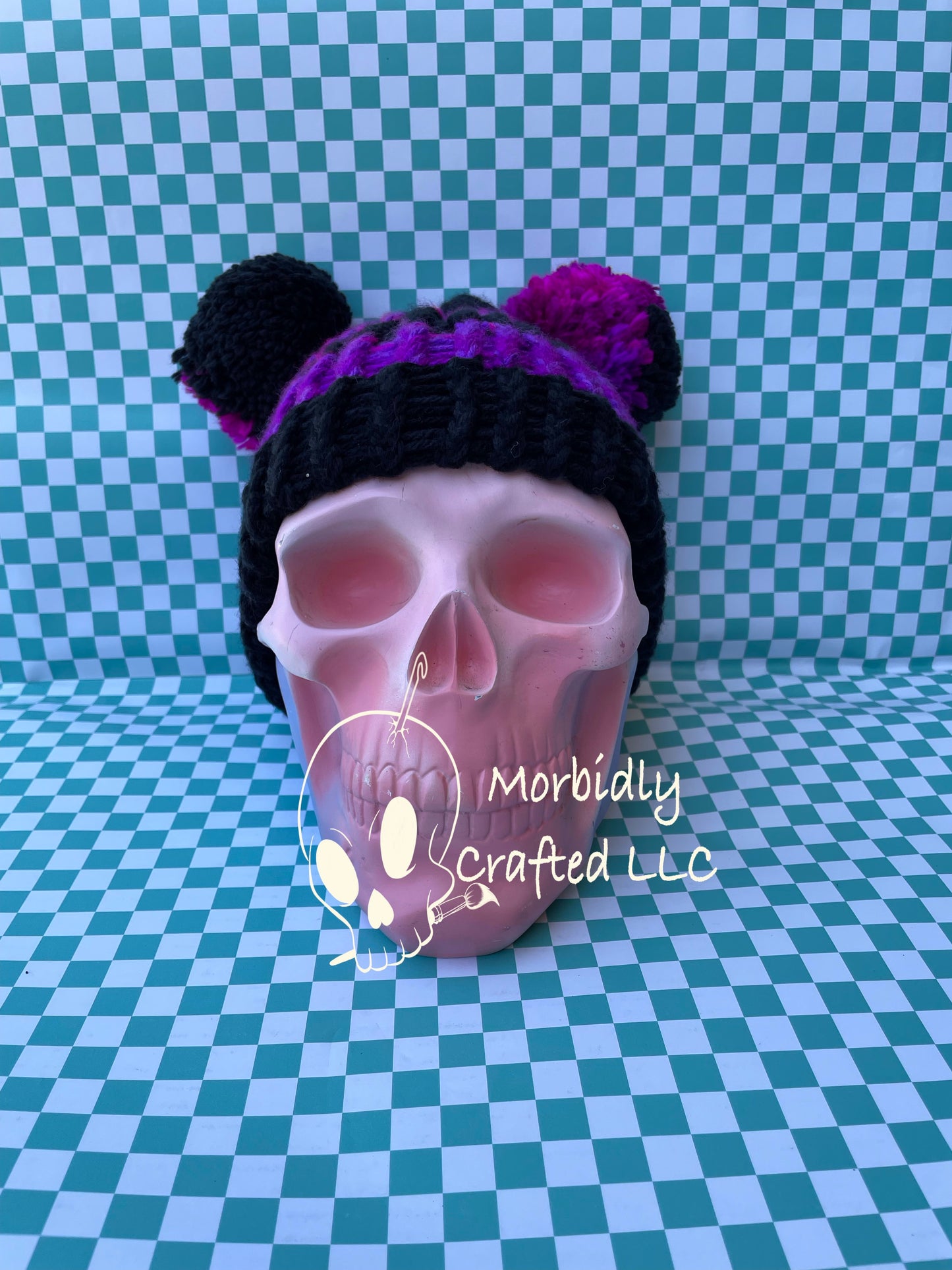 Double pompom knit beanie