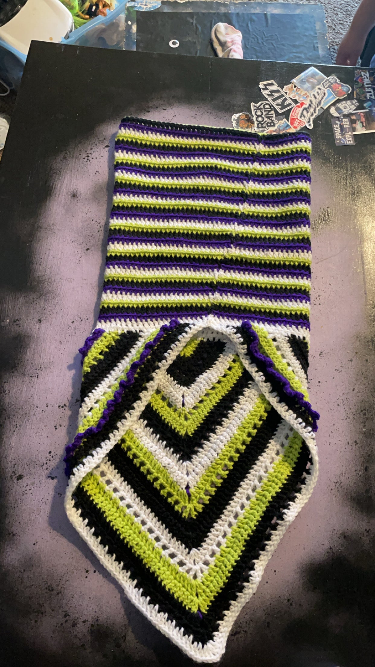 Beetle juice inspired hooded cowl