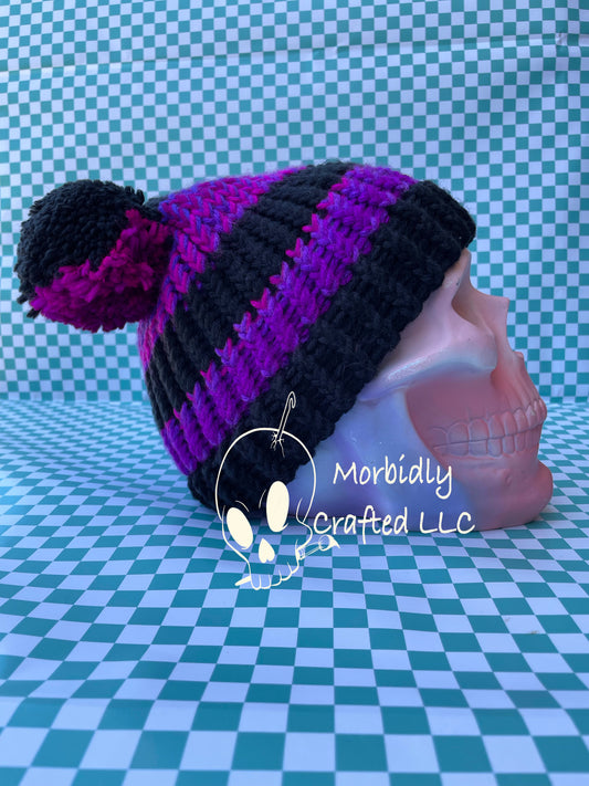 Double pompom knit beanie